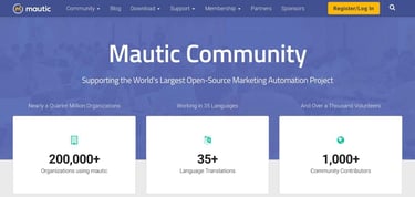 A screenshot of Mautic homepage