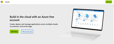 Screenshot of Microsoft Azure homepage