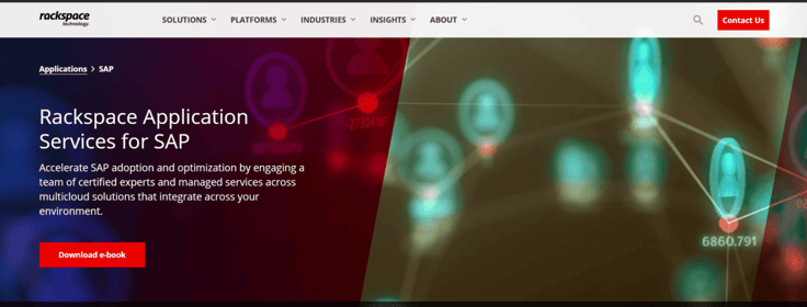 Screenshot of Rackspace SAP landing page