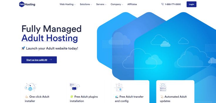 TMD Hosting - Adult hosting landing page