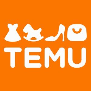Temu logo on orange background