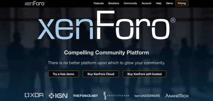 A screenshot of XenForo homepage