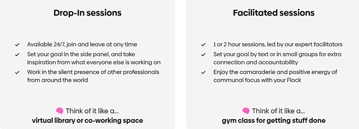 FLOWN's Drop-In Sessions vs. Facilitated Sessions