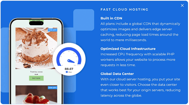 Section of Bluehost Cloud website describing fast cloud hosting speeds