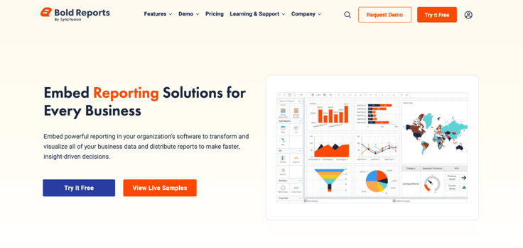 A screenshot of Bold Reports webpage
