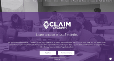 Claim Academy homepage screenshot