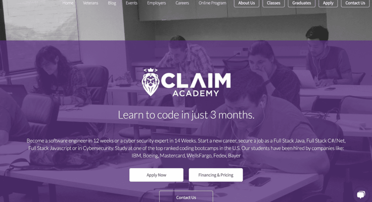 Claim Academy homepage screenshot