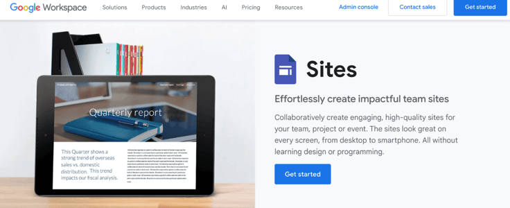 A screenshot of Google Sites A screenshot of Google Sites