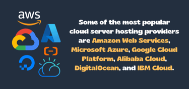 Text box displaying the most popular cloud server hosting providers with icons