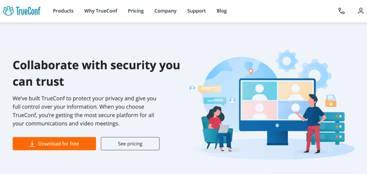 A screenshot of TrueConf webpage