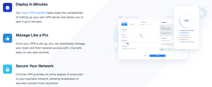 Screenshot of UTunnel's features