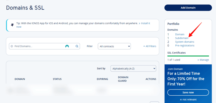 IONOS domains and SSL IONOS domains and SSL