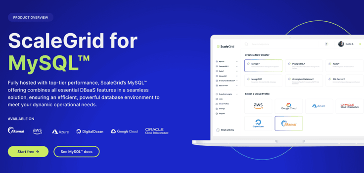 ScaleGrid for MySQL webpage