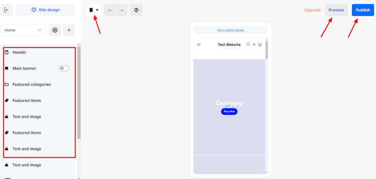 Weebly preview and publish