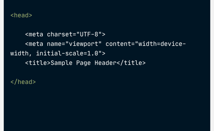 Head section HTML example