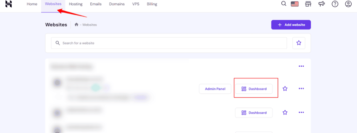 Hostinger websites dashboard Hostinger websites dashboard