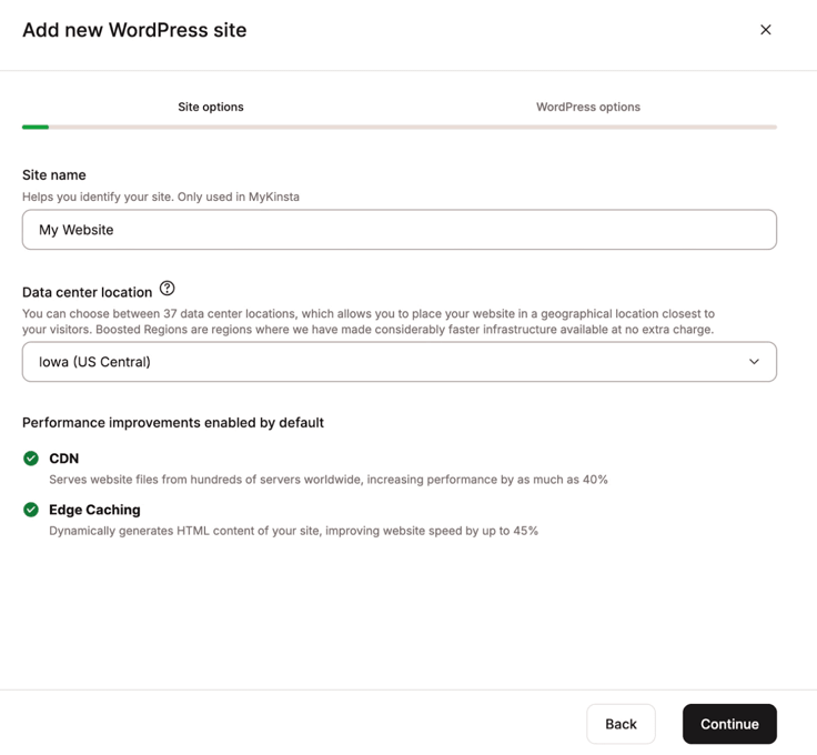 WordPress install step two screenshot