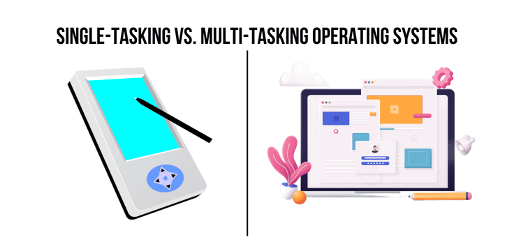Graphic describing single-task and multi-task OSes Graphic describing single-task and multi-task OSes