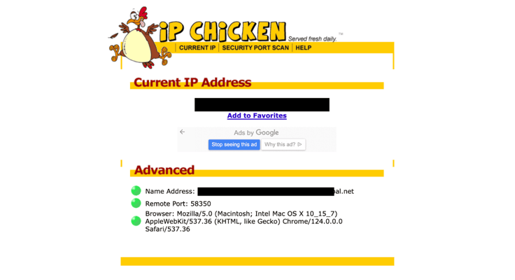 Screenshot of IP Chicken Screenshot of IP Chicken