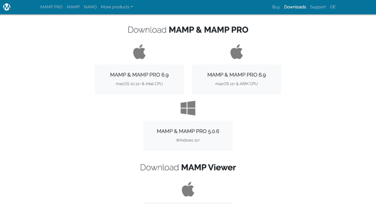 MAMP download webpage MAMP download webpage
