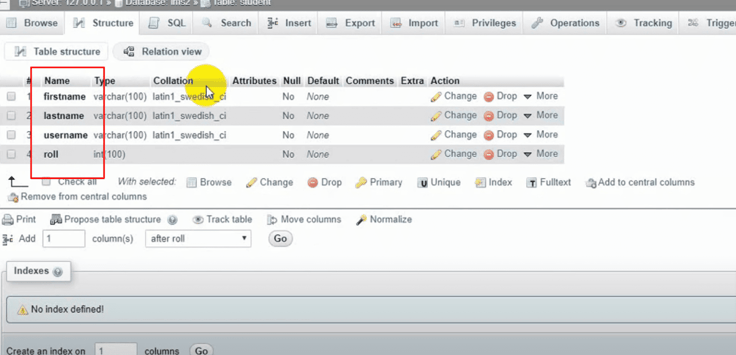 MySQL database interface MySQL database interface