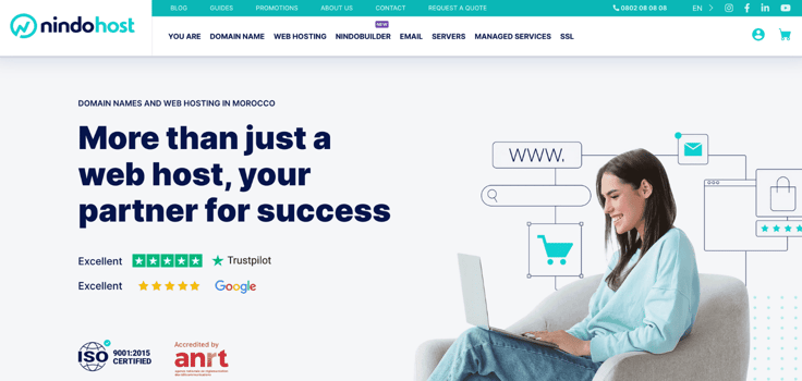 Nindohost homepage screenshot