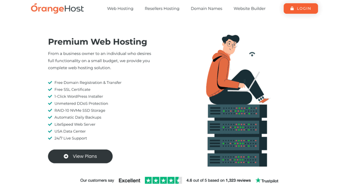 OrangeHost homepage screenshot OrangeHost homepage screenshot