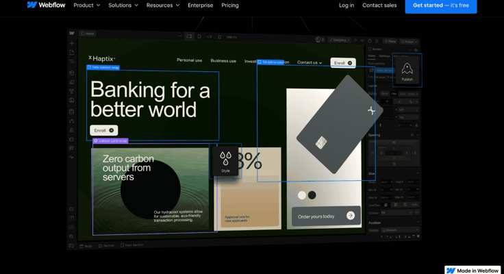 Webflow homepage Webflow homepage