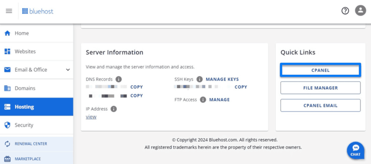 bluehost dashboard screenshot bluehost dashboard screenshot