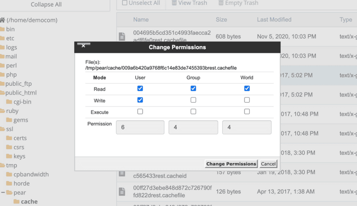 change permissions