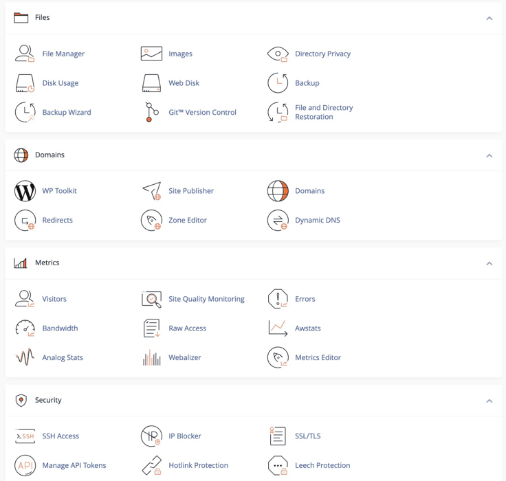 cpanel interface