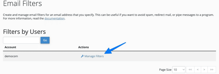 email filters management