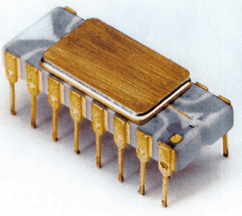 Image of the first microprocessor, the  Intel 4004 