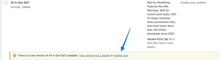 Plugin update notification