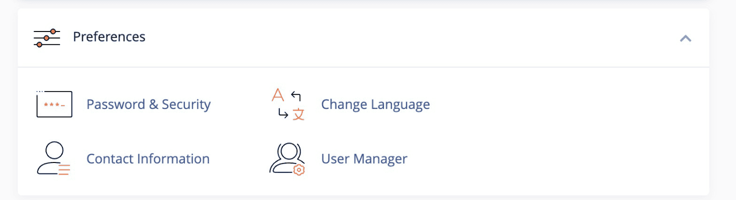 cpanel preferences page