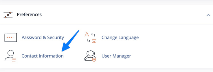 contact information navigation link