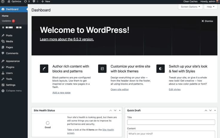 WordPress dashboard screenshot