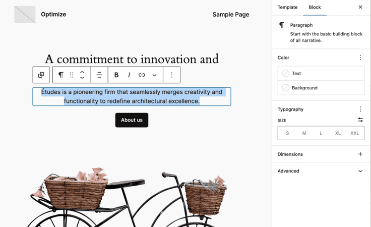 WordPress design editor