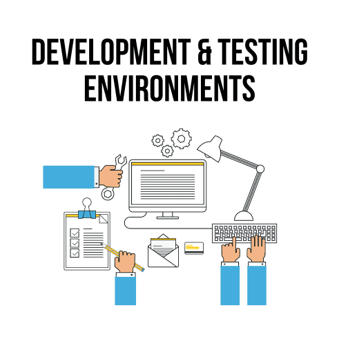 Development and testing environments illustration Development and testing environments illustration