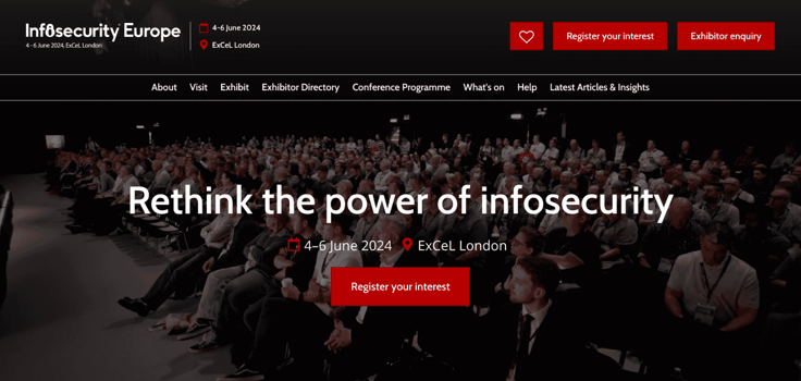 Infosecurity Europe homepage screenshot