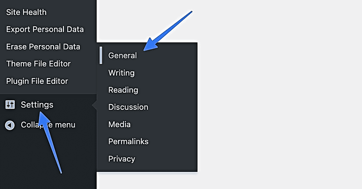 Screenshot of WordPress Settings menu Screenshot of WordPress Settings menu