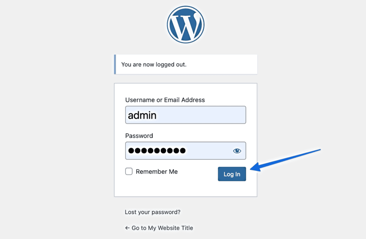 Screenshot of WordPress login screen Screenshot of WordPress login screen
