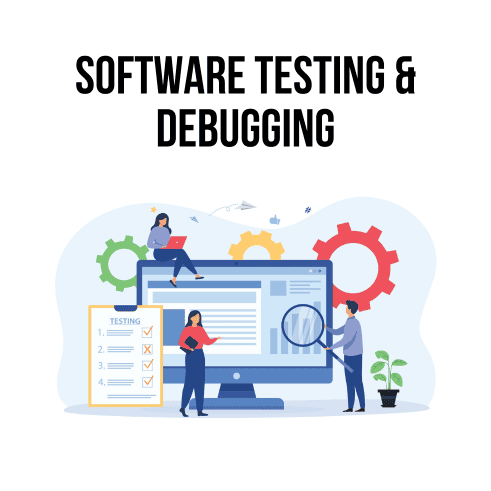 Software testing and debugging illustration Software testing and debugging illustration
