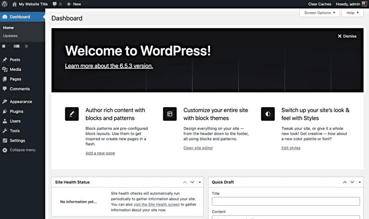 Screenshot of WordPress dashboard Screenshot of WordPress dashboard