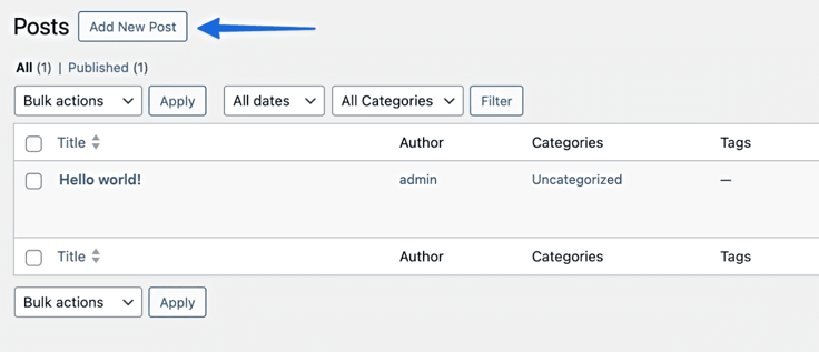Screenshot of WordPress posts Screenshot of WordPress posts