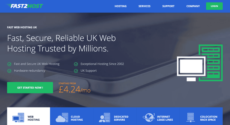 Fast2host homepage screenshot