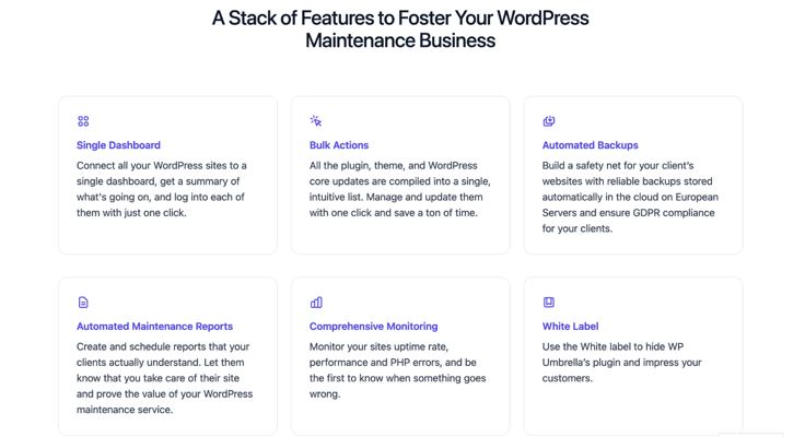 WP Umbrella features
