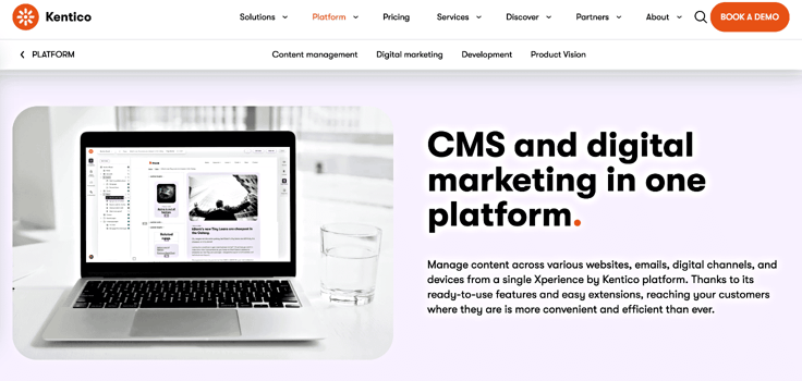 Kentico CMS landing page