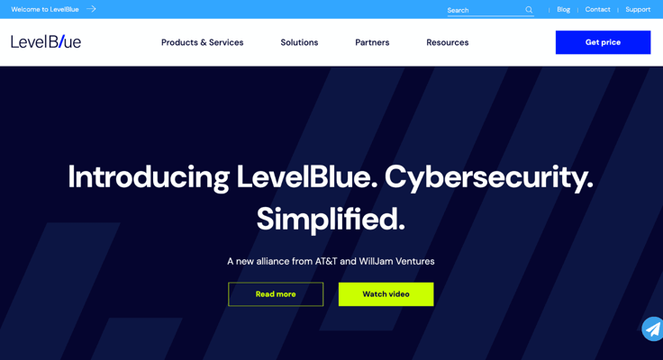 LevelBlue homepage screenshot