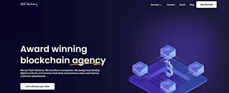 Tech Alchemy blockchain landing page Tech Alchemy blockchain landing page